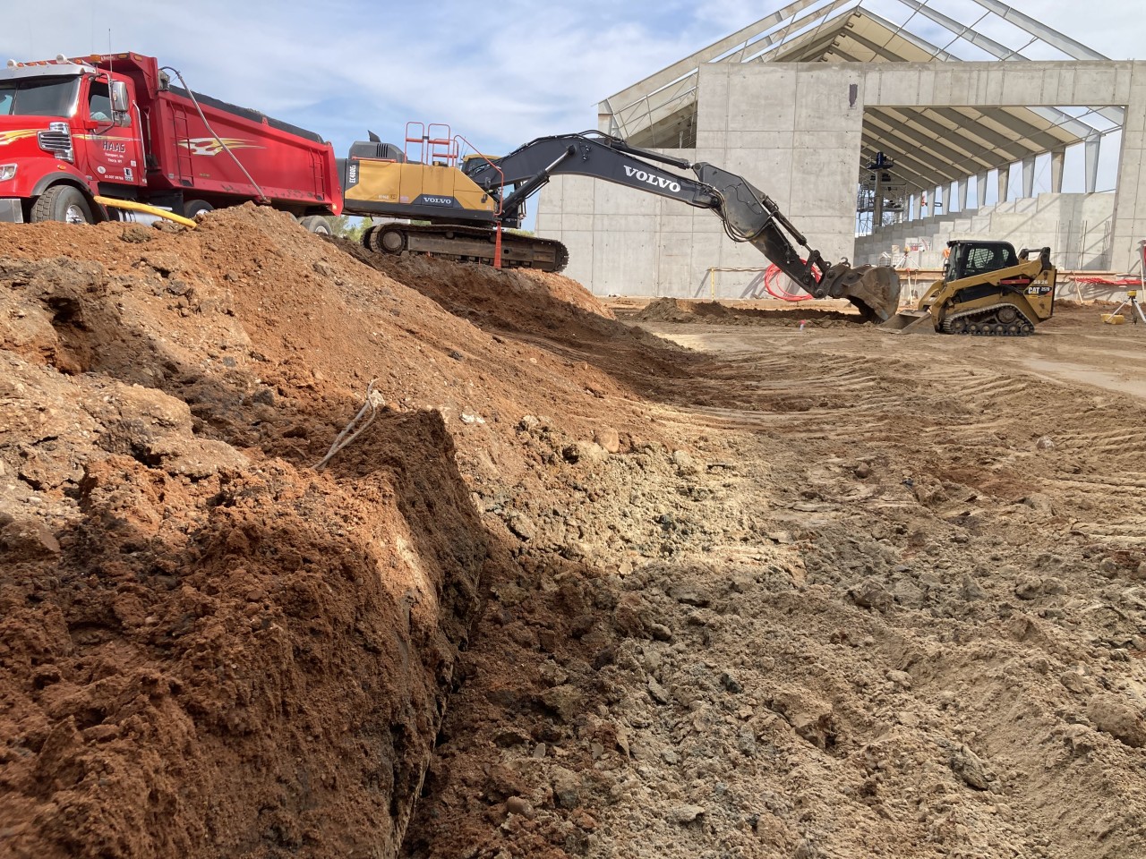 Aerial view of construction site that may use remediation techniques for soil and groundwater.