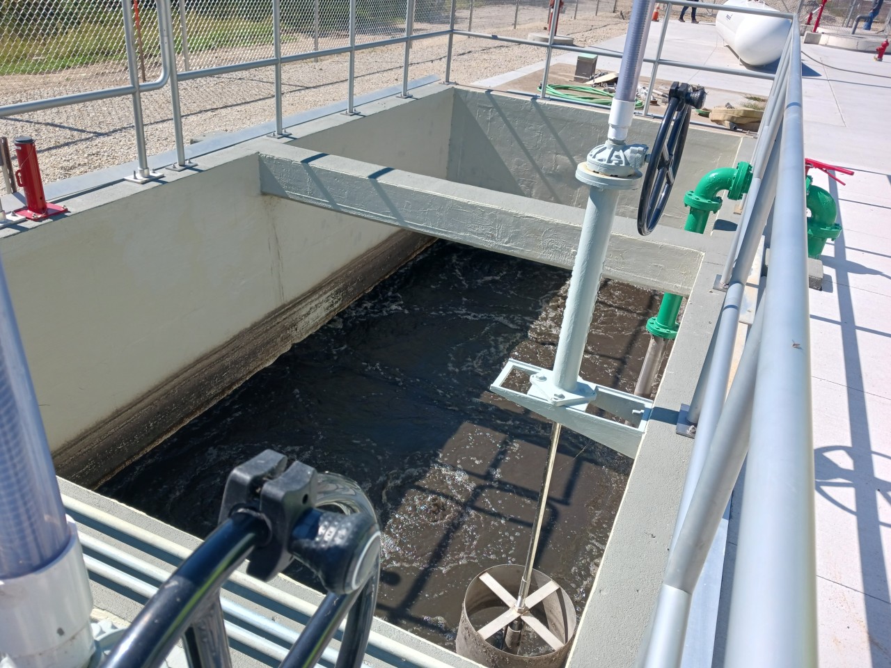 A closeup image of a digester in a wastewater treatment plant.