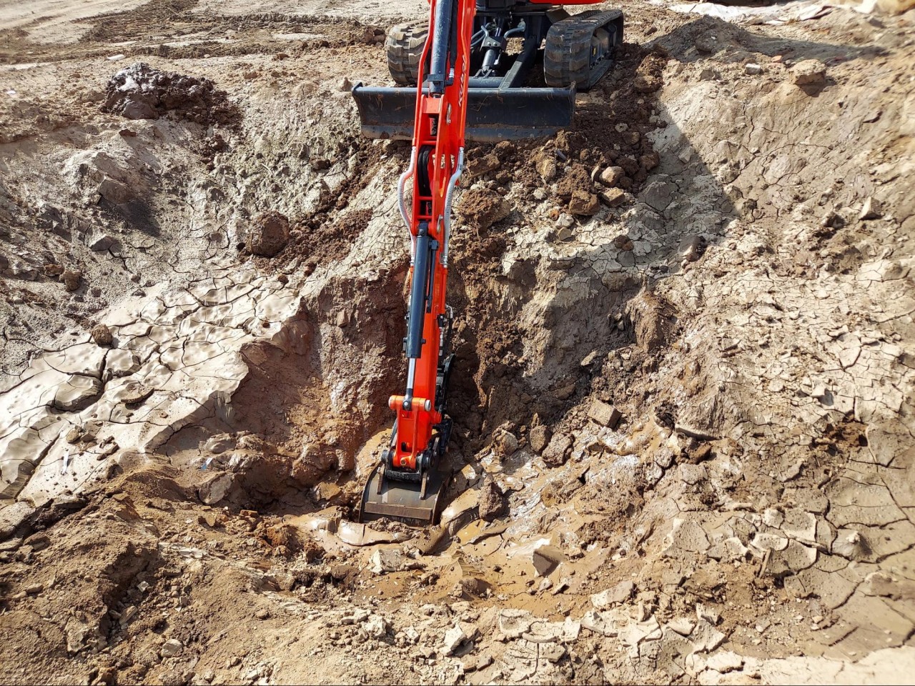 Contaminated soil excavation in process